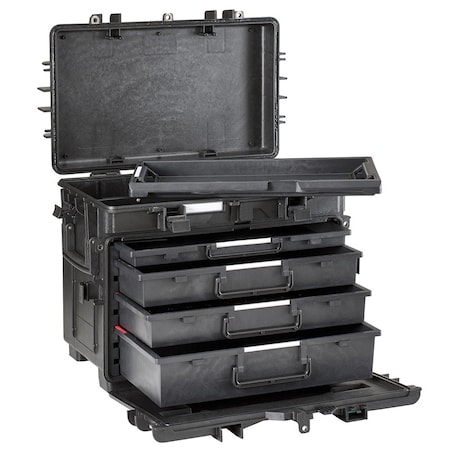 Gray Tools Mobile Tool Chest, Military Version, 4 Drawer, Black, Polymer, 15 in W x 23 in H 942004